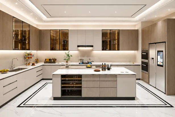 Cuisine avec îlot central, pensée pour les moments partagés