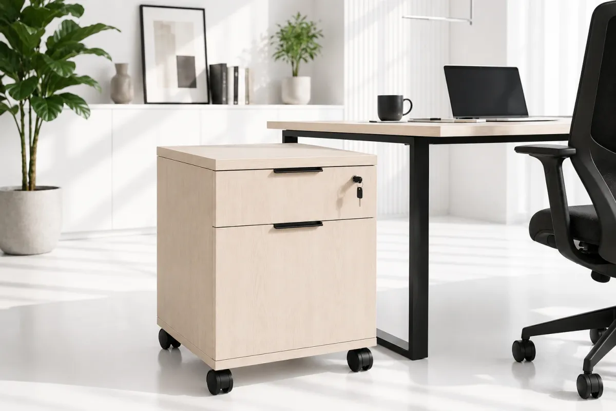 Caisson mobile de bureau 2 tiroirs avec serrure