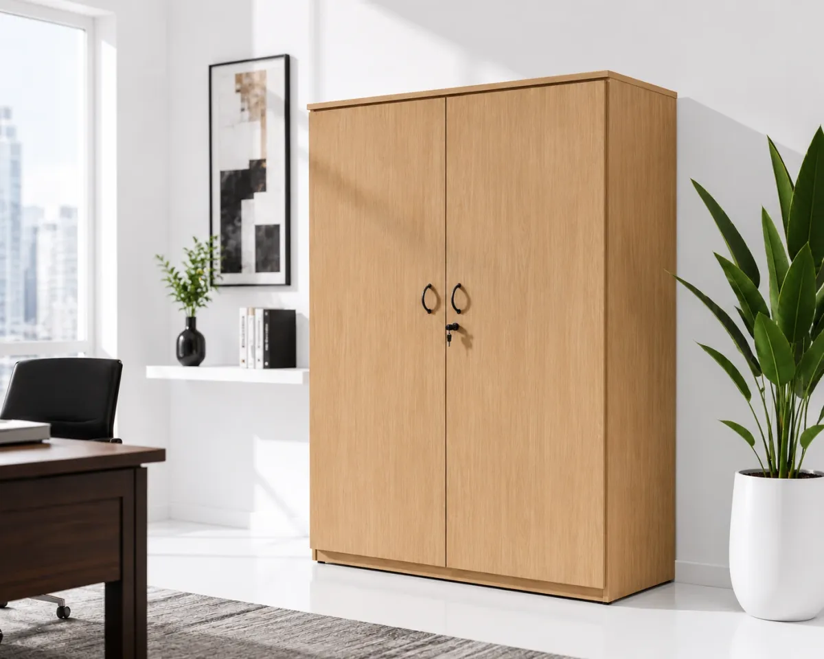 Armoire de bureau haute à portes battantes avec serrure